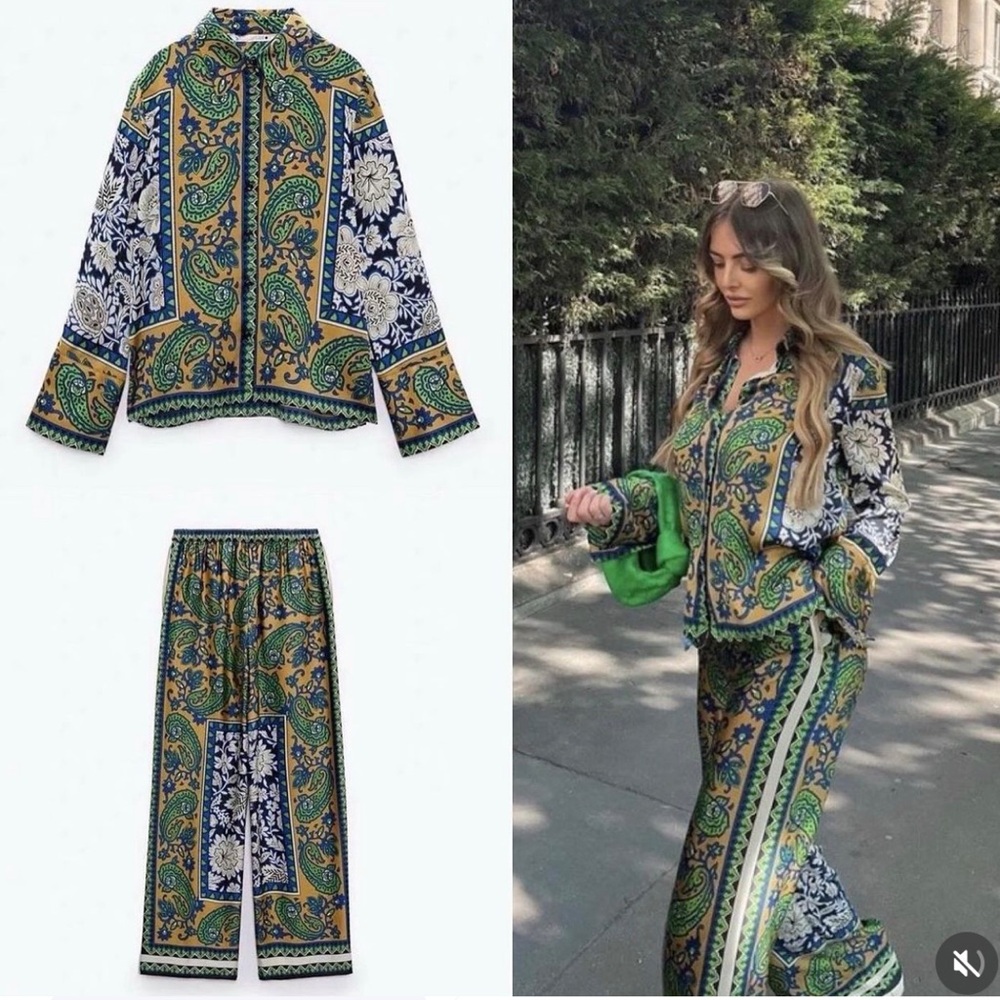 Zara Paisley Printed Set - Size S, Brand New